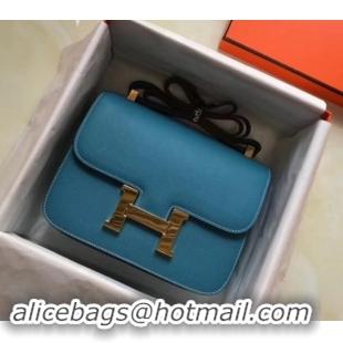 Top Design Hermes Constance MM Bag in Epsom Leather Denim Blue with Gold Hardware H42611