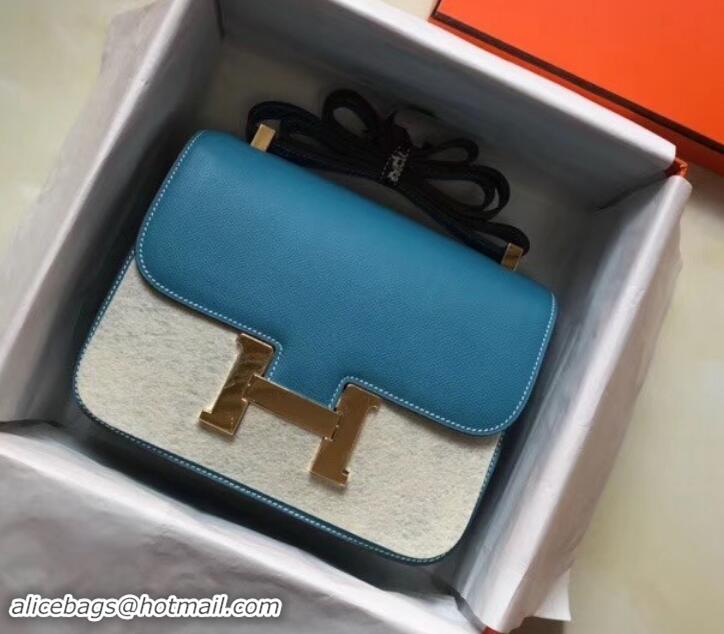 Top Design Hermes Constance MM Bag in Epsom Leather Denim Blue with Gold Hardware H42611