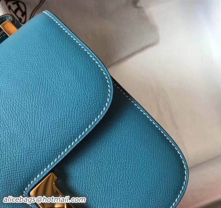 Top Design Hermes Constance MM Bag in Epsom Leather Denim Blue with Gold Hardware H42611