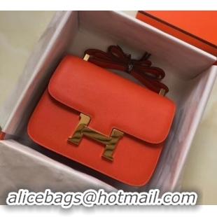 Charming Hermes Constance MM Bag in Epsom Leather Orange with Gold Hardware H42611