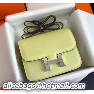 Good Product Hermes Constance MM Bag in Epsom Leather Light Yellow with Silver Hardware H42611