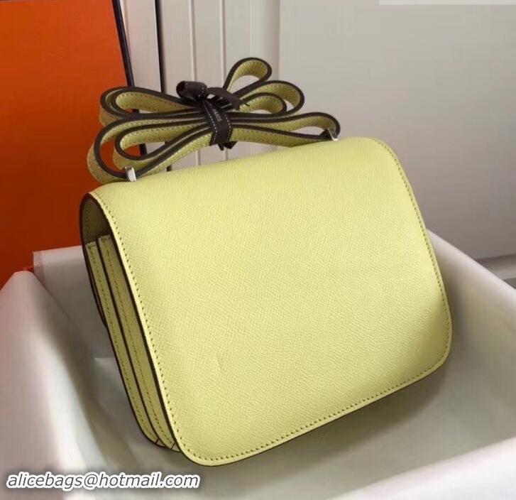 Good Product Hermes Constance MM Bag in Epsom Leather Light Yellow with Silver Hardware H42611