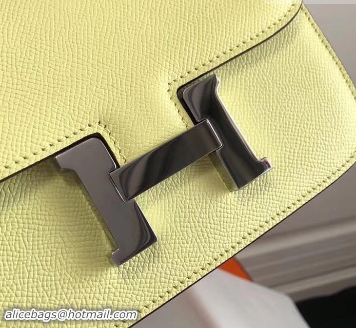 Good Product Hermes Constance MM Bag in Epsom Leather Light Yellow with Silver Hardware H42611