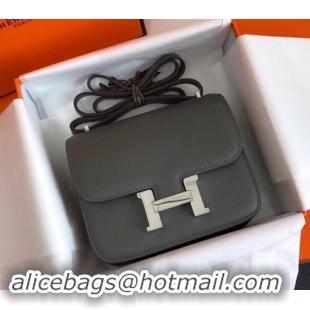 Well Crafted Hermes Constance MM Bag in Epsom Leather Dark Gray with Silver Hardware H42611