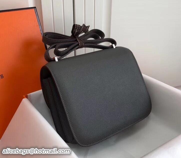 Well Crafted Hermes Constance MM Bag in Epsom Leather Dark Gray with Silver Hardware H42611