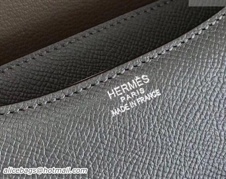 Well Crafted Hermes Constance MM Bag in Epsom Leather Dark Gray with Silver Hardware H42611