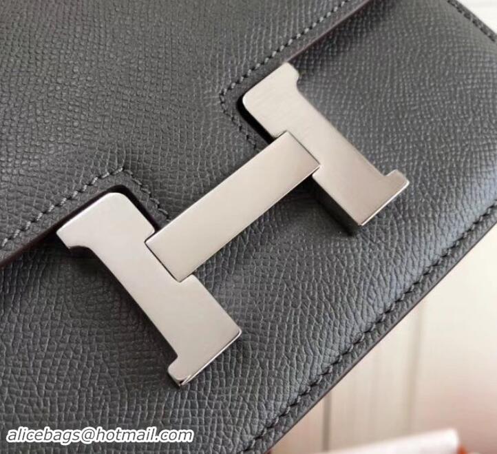 Well Crafted Hermes Constance MM Bag in Epsom Leather Dark Gray with Silver Hardware H42611