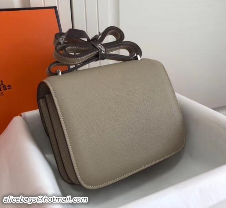 Good Quality Hermes Constance MM Bag in Epsom Leather Light Gray with Silver Hardware H42611