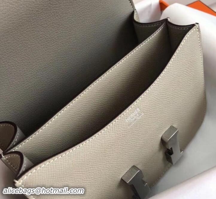 Good Quality Hermes Constance MM Bag in Epsom Leather Light Gray with Silver Hardware H42611