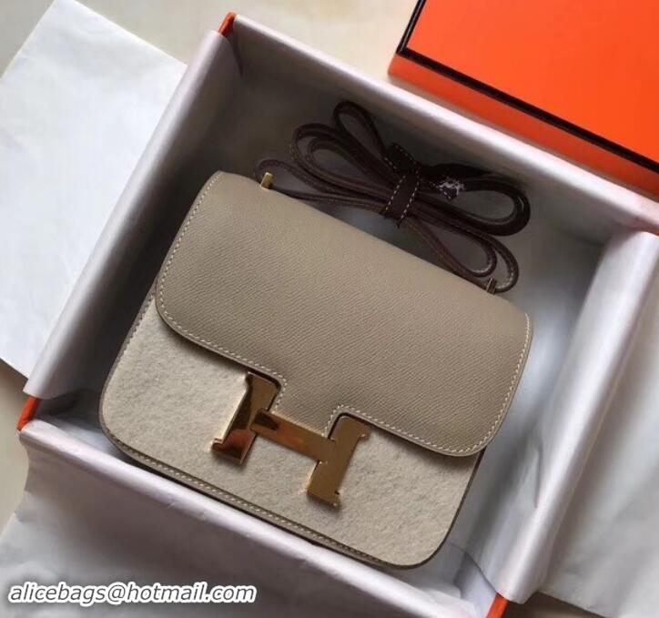 Super Quality Hermes Constance MM Bag in Epsom Leather Light Gray with Gold Hardware H42611