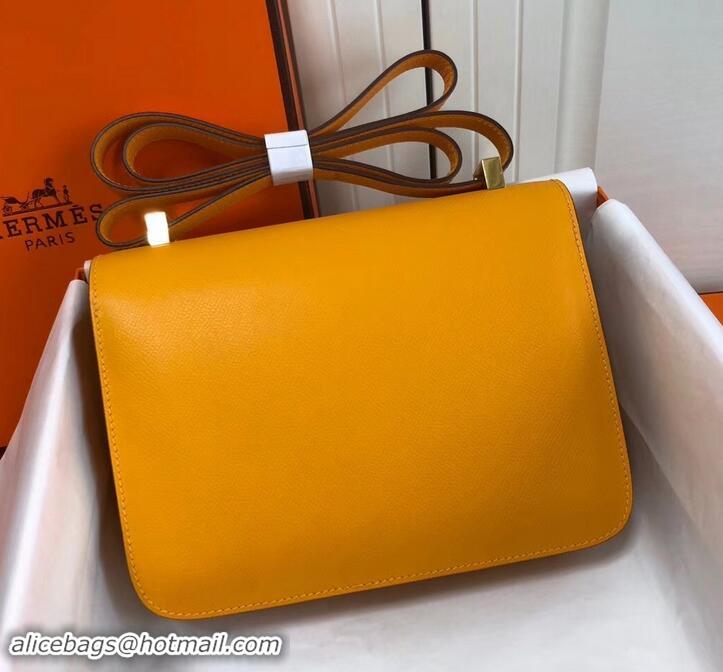 Top Quality Hermes Constance MM Bag in Epsom Leather Yellow with Gold Hardware H42611