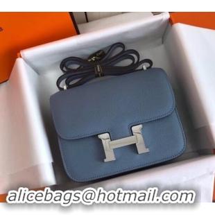 Best Imitation Hermes Constance MM Bag in Epsom Leather Midnight Blue with Silver Hardware H42611