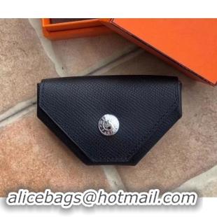 Luxury Cheap Hermes Epsom Leather Le 24 Van Cattle Chevre Vintage Coin Purse H42616 Black