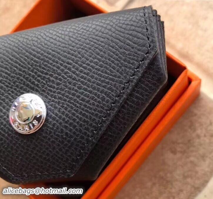 Luxury Cheap Hermes Epsom Leather Le 24 Van Cattle Chevre Vintage Coin Purse H42616 Black