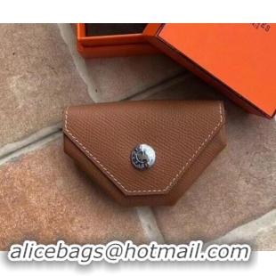 Affordable Price Hermes Epsom Leather Le 24 Van Cattle Chevre Vintage Coin Purse H42616 Brown