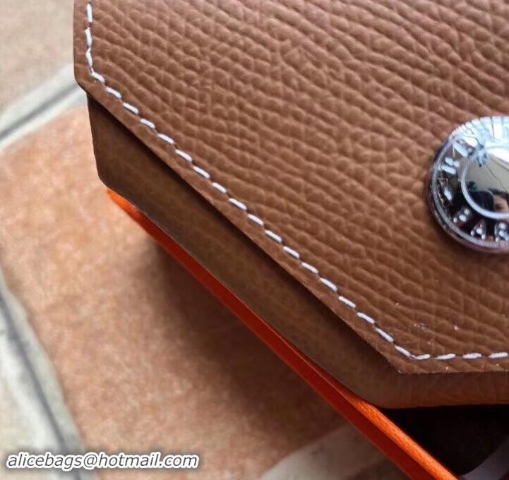 Affordable Price Hermes Epsom Leather Le 24 Van Cattle Chevre Vintage Coin Purse H42616 Brown