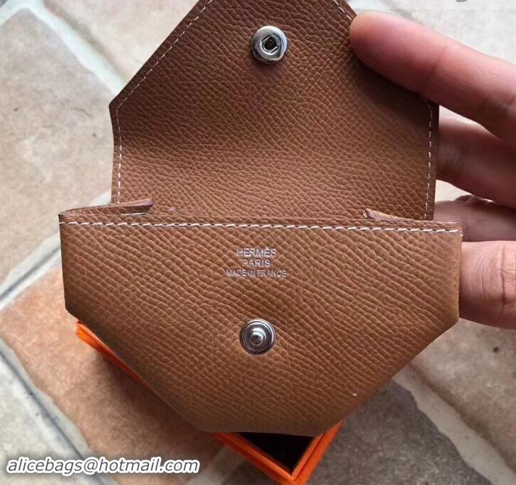 Affordable Price Hermes Epsom Leather Le 24 Van Cattle Chevre Vintage Coin Purse H42616 Brown