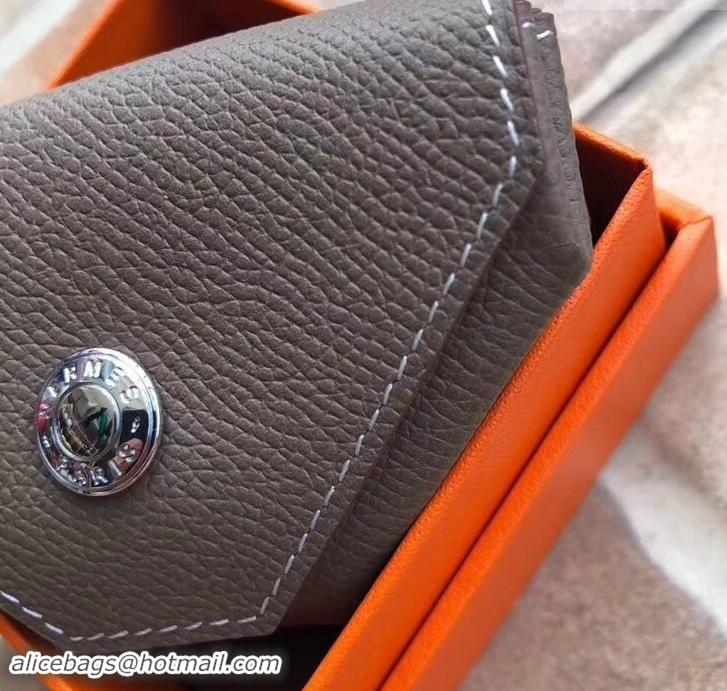 Unique Style Hermes Epsom Leather Le 24 Van Cattle Chevre Vintage Coin Purse H42616 Etoupe