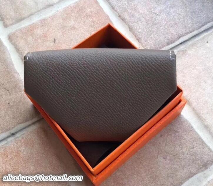 Unique Style Hermes Epsom Leather Le 24 Van Cattle Chevre Vintage Coin Purse H42616 Etoupe