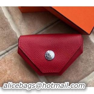 Promotional Hermes Epsom Leather Le 24 Van Cattle Chevre Vintage Coin Purse H42616 Red