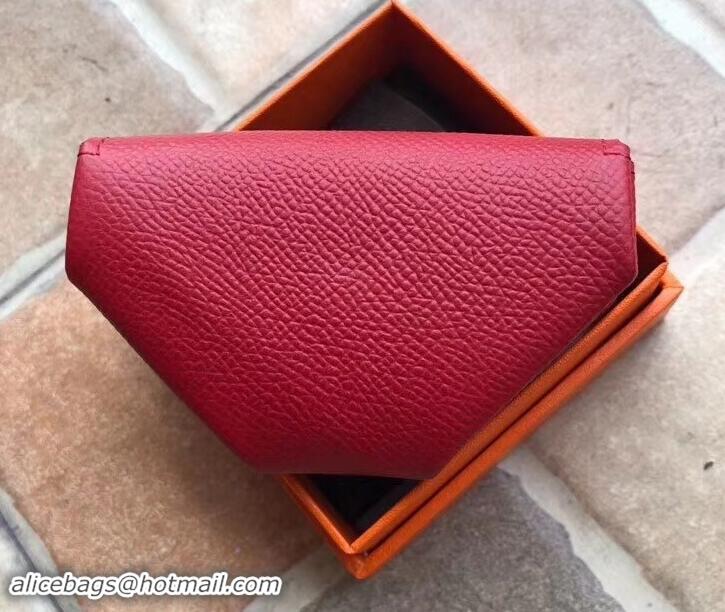 Promotional Hermes Epsom Leather Le 24 Van Cattle Chevre Vintage Coin Purse H42616 Red