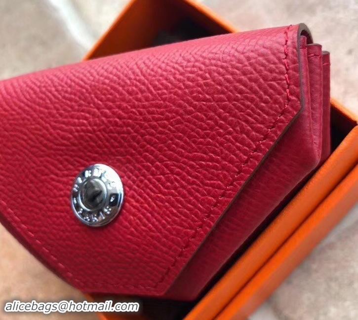 Promotional Hermes Epsom Leather Le 24 Van Cattle Chevre Vintage Coin Purse H42616 Red