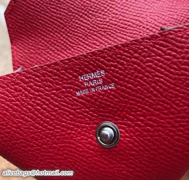 Promotional Hermes Epsom Leather Le 24 Van Cattle Chevre Vintage Coin Purse H42616 Red