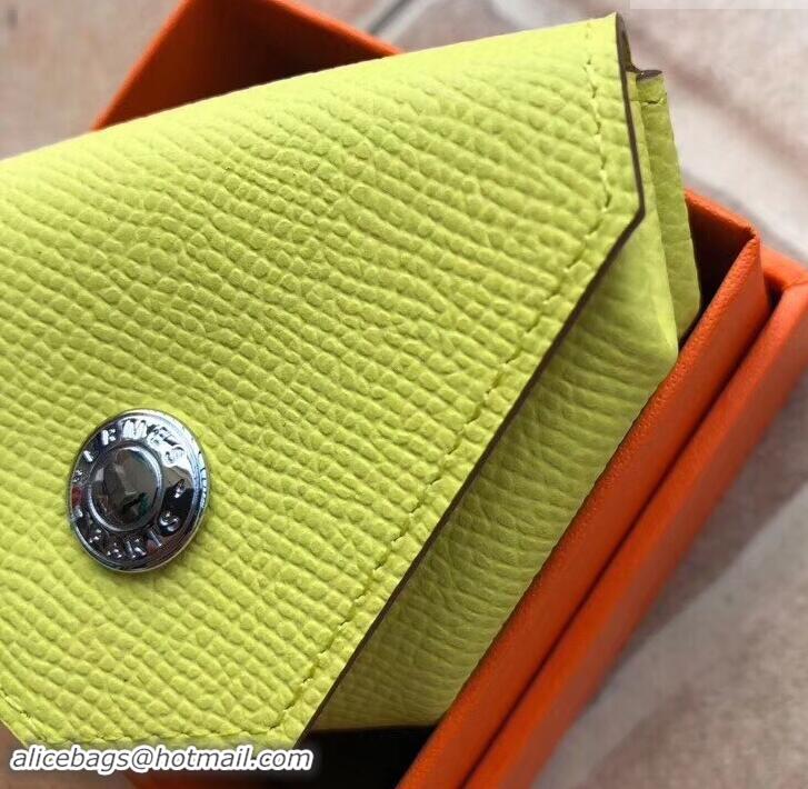 om Hermes Epsom Leather Le 24 Van Cattle Chevre Vintage Coin Purse H42616 Yellow