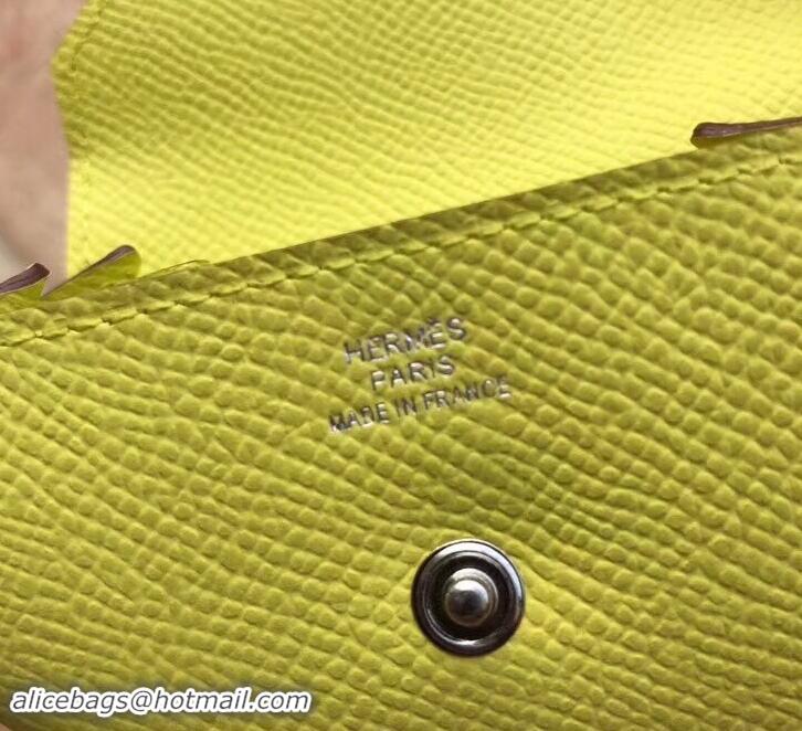 om Hermes Epsom Leather Le 24 Van Cattle Chevre Vintage Coin Purse H42616 Yellow