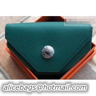 New Fashion Hermes Epsom Leather Le 24 Van Cattle Chevre Vintage Coin Purse H42616 Peacock Green