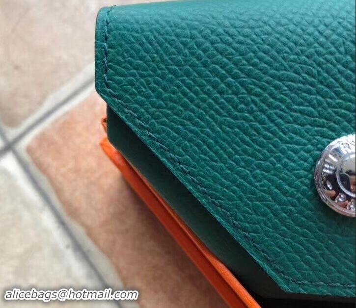 New Fashion Hermes Epsom Leather Le 24 Van Cattle Chevre Vintage Coin Purse H42616 Peacock Green