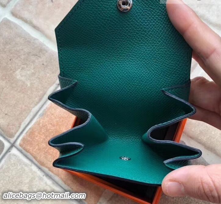 New Fashion Hermes Epsom Leather Le 24 Van Cattle Chevre Vintage Coin Purse H42616 Peacock Green