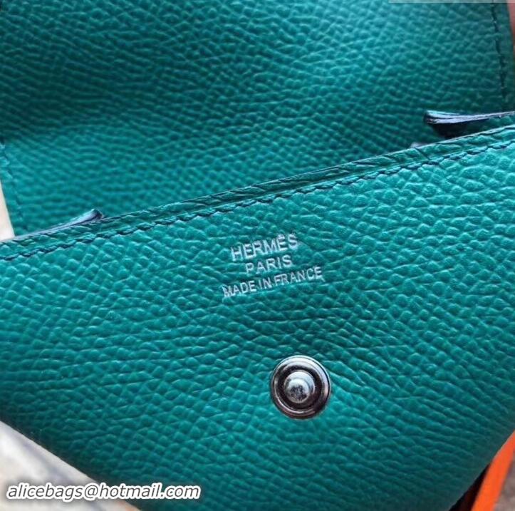 New Fashion Hermes Epsom Leather Le 24 Van Cattle Chevre Vintage Coin Purse H42616 Peacock Green