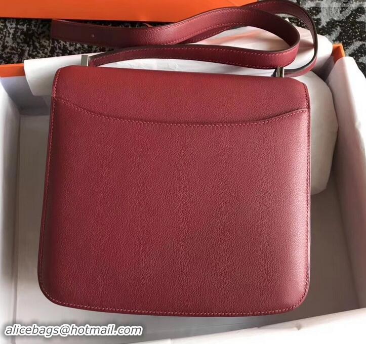 Top Quality Hermes 2002 - 26 Bag Burgundy In Evercolor Calfskin With Adjustable Strap H42620