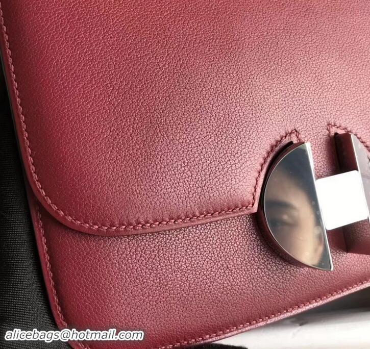 Top Quality Hermes 2002 - 26 Bag Burgundy In Evercolor Calfskin With Adjustable Strap H42620