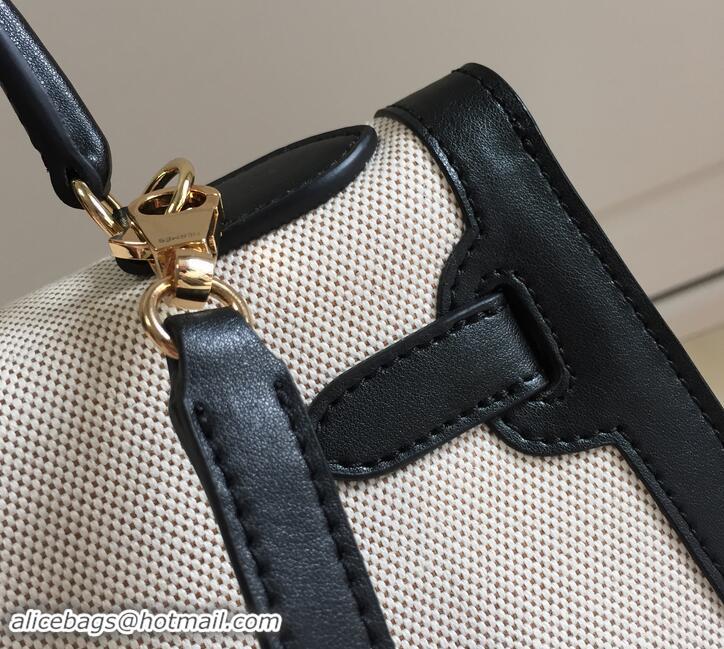 Super Quality Hermes Kelly 28CM Bag In swift leather/canvas black With Gold Hardware H42626