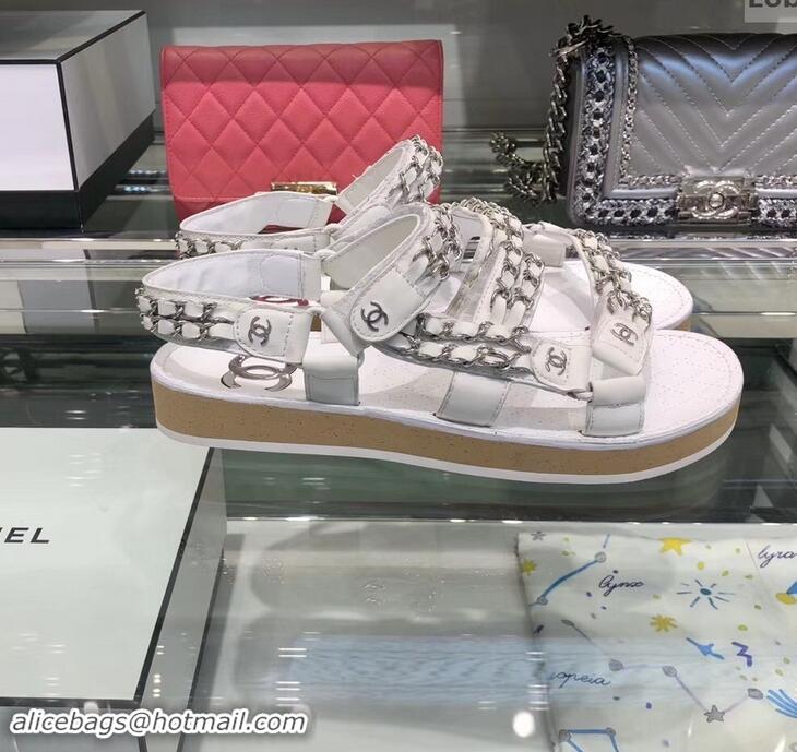 Low Price Chanel Chain Sandals G33801 White ​2019