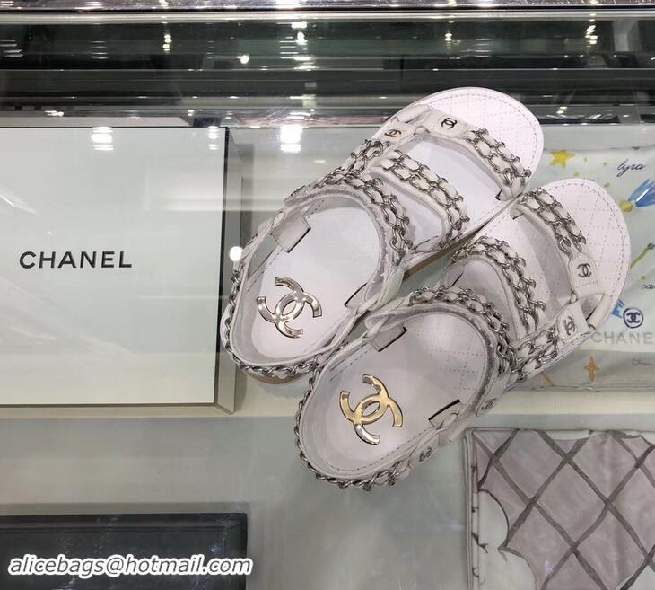 Low Price Chanel Chain Sandals G33801 White ​2019