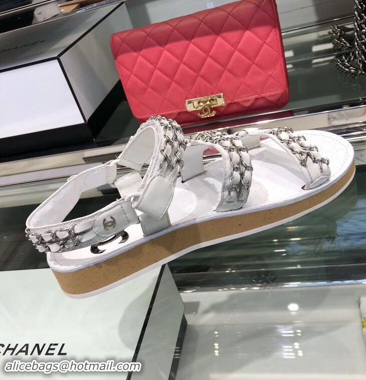 Low Price Chanel Chain Sandals G33801 White ​2019