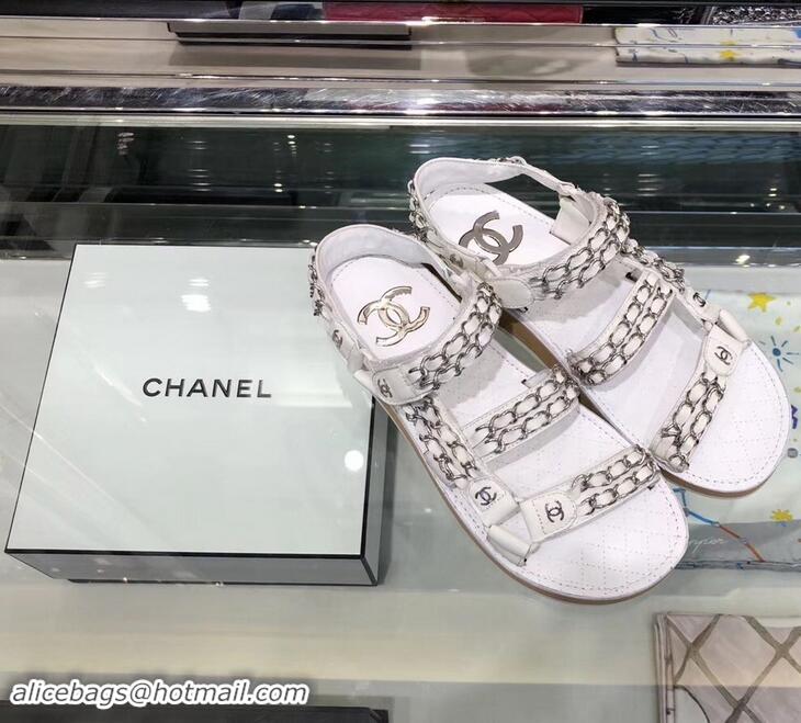 Low Price Chanel Chain Sandals G33801 White ​2019