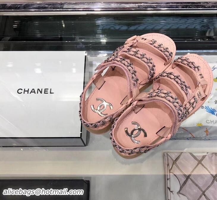 Best Price Chanel Chain Sandals G33801 Pink 2019