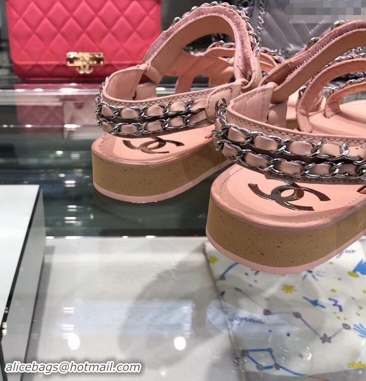 Best Price Chanel Chain Sandals G33801 Pink 2019