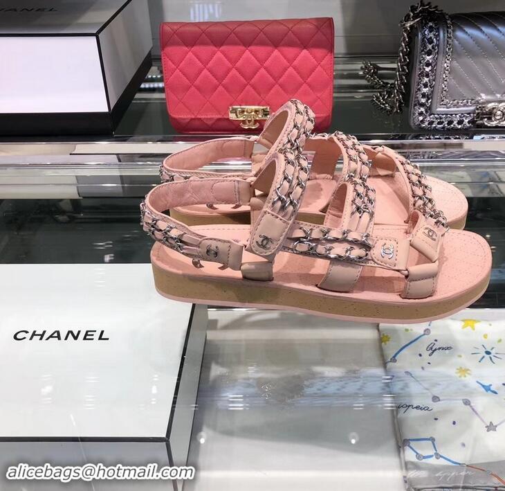 Best Price Chanel Chain Sandals G33801 Pink 2019