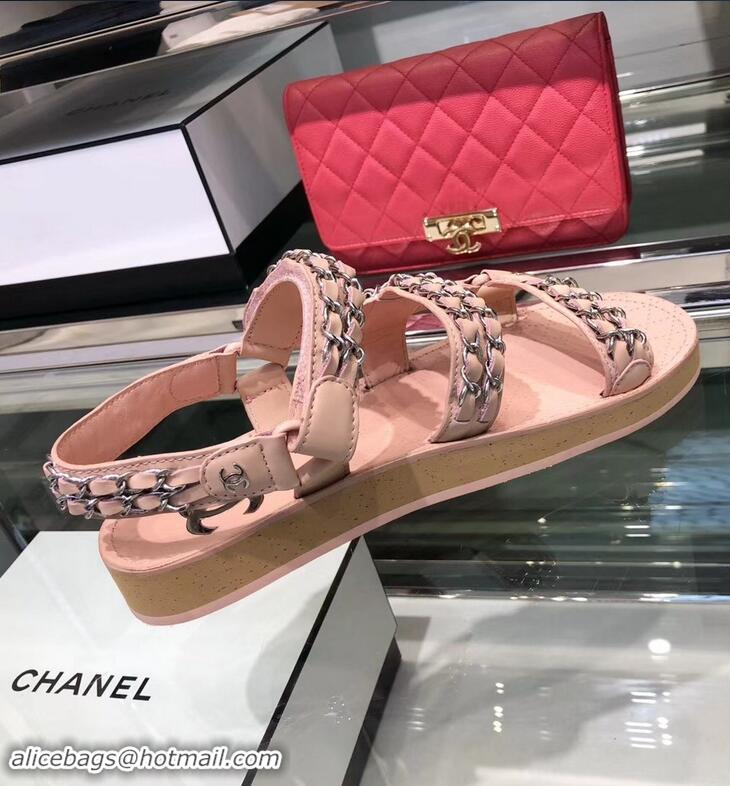 Best Price Chanel Chain Sandals G33801 Pink 2019