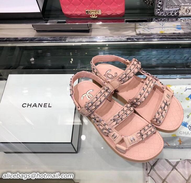 Best Price Chanel Chain Sandals G33801 Pink 2019