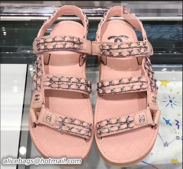 Best Price Chanel Chain Sandals G33801 Pink 2019