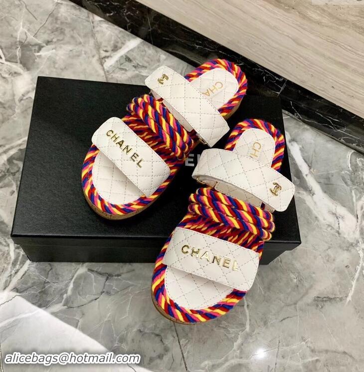 Most Popular Chanel Cord Mules Slipper Sandals G34603 Multicolor 2019