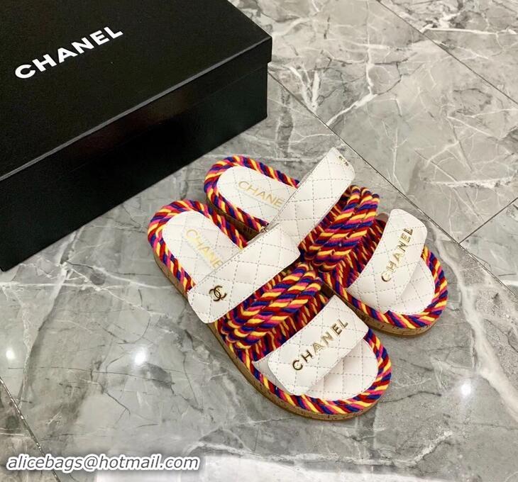 Most Popular Chanel Cord Mules Slipper Sandals G34603 Multicolor 2019