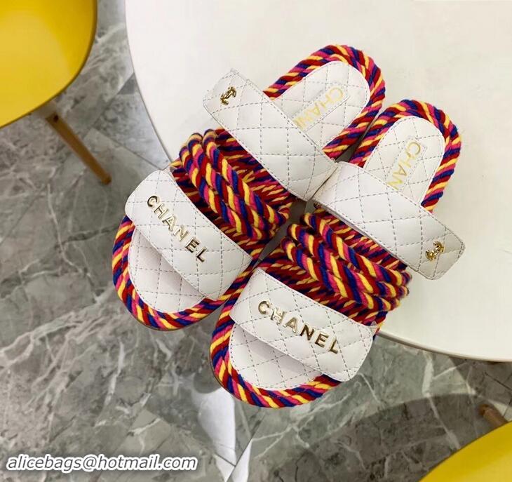 Most Popular Chanel Cord Mules Slipper Sandals G34603 Multicolor 2019