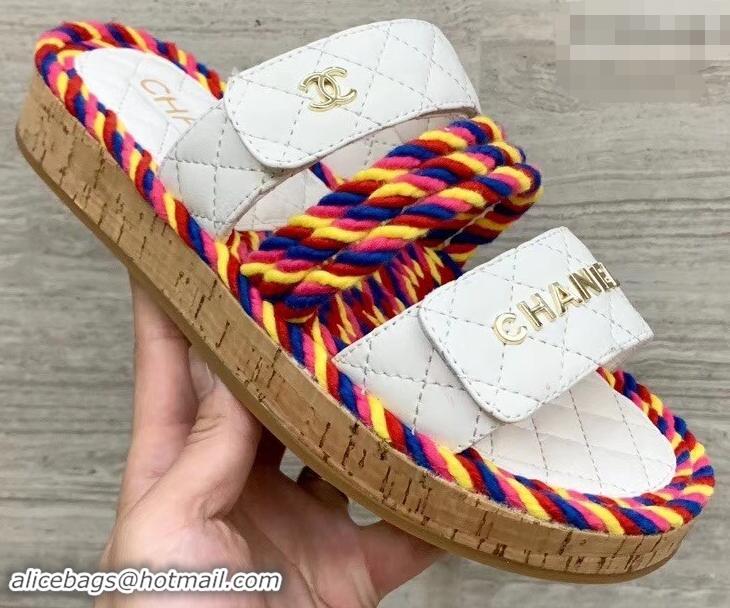 Most Popular Chanel Cord Mules Slipper Sandals G34603 Multicolor 2019